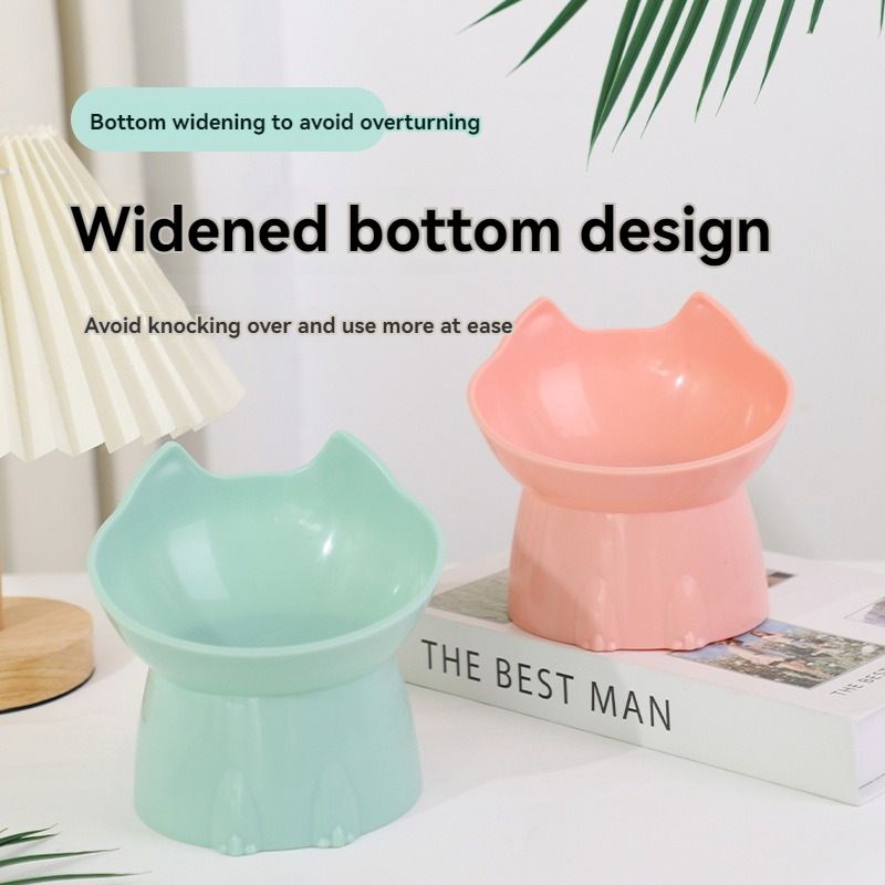 Raised Cat Bowl with Long Ears Large Capacity Tilted Food - KAZIPAWS