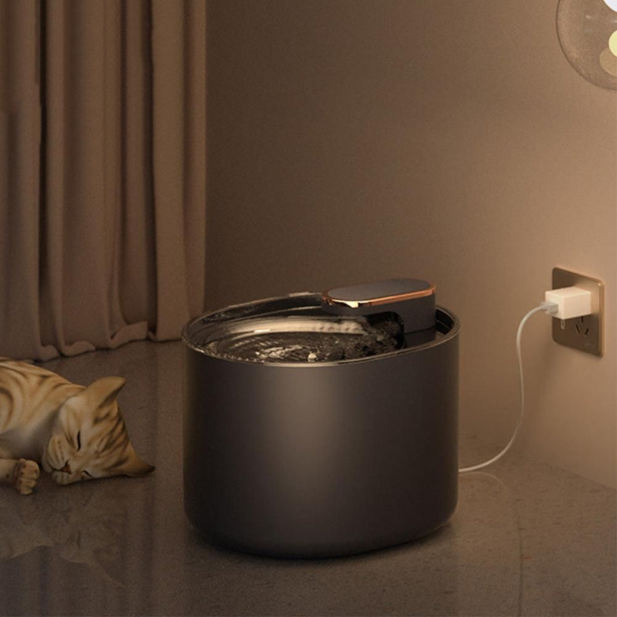 Pet Water Fountain Cat Dog Automatic Electric Drinking Dispenser with Red Light Indicator Black - KAZIPAWS