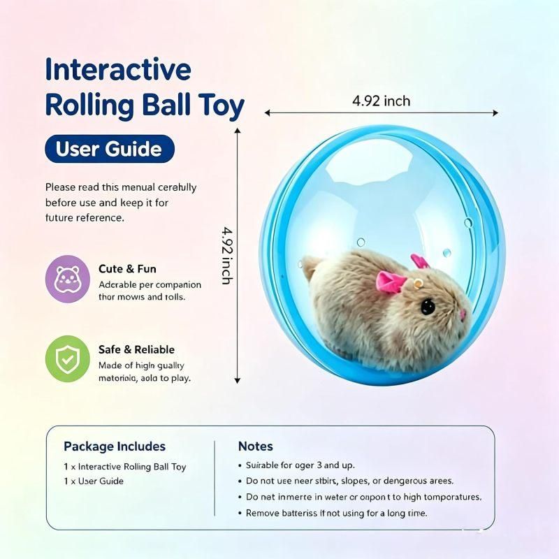 Electric Rolling Simulation Plush Toy for Cat Hamster - KAZIPAWS