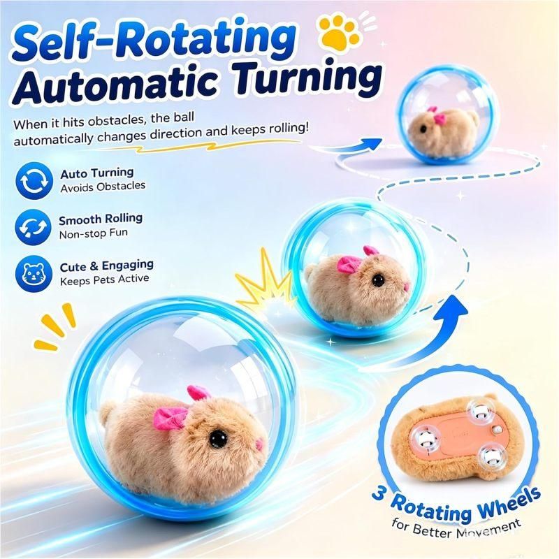 Electric Rolling Simulation Plush Toy for Cat Hamster - KAZIPAWS