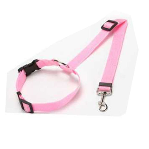 Adjustable Dog Car Seat Belt – Elastic Safety Lead with Secure Clip – Pink