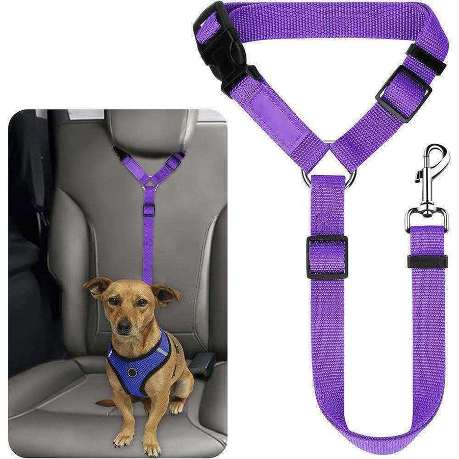 Adjustable Dog Car Seat Belt – Elastic Safety Lead with Secure Clip – Deep Pink - KAZIPAWS