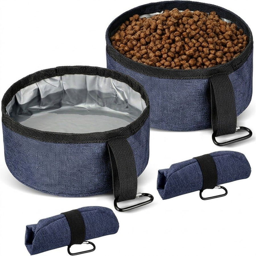 Durable Oxford Fabric Collapsible Dog Bowl, Portable Foldable Pet Food and Water Container for Outdoor Adventures, Camping, and Daily Walks with Convenient Carabiner Clip, Large Capacity Travel Bowl for Dogs and Cats (S, Camo) - KAZIPAWS