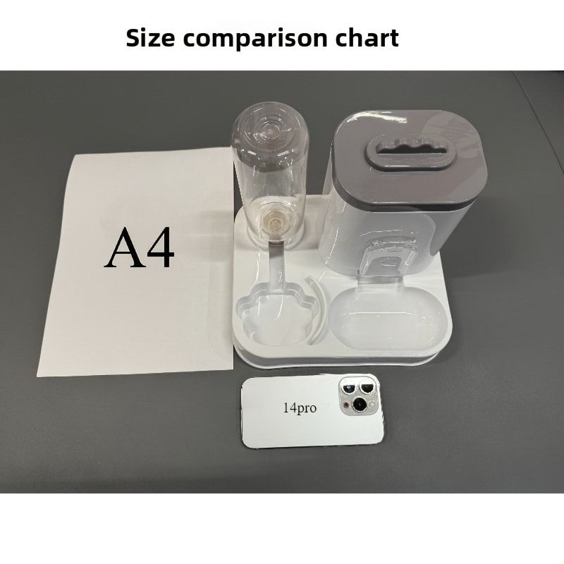 Automatic Pet Feeder and Water Dispenser Combo, 7-Day Capacity for Cats and Small Dogs, Self-Refilling Water Bowl with Gravity Flow, No Battery Needed, Modern White Design with Sturdy Base (Pink) - KAZIPAWS