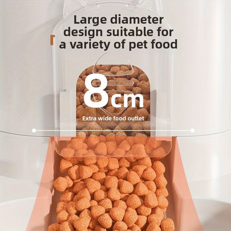 Automatic Pet Feeder and Water Dispenser Combo, 7-Day Capacity for Cats and Small Dogs, Self-Refilling Water Bowl with Gravity Flow, No Battery Needed, Modern White Design with Sturdy Base (Pink) - KAZIPAWS