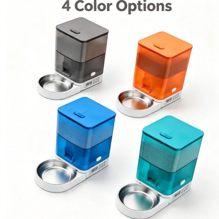 Smart Pet Feeder with WiFi and Button Control, 4L Automatic Cat and Dog Food Dispenser with Removable Stainless Steel Bowl, Ideal for Busy Owners, Travel, and Home Use (Blue, WIFI Version) - KAZIPAWS