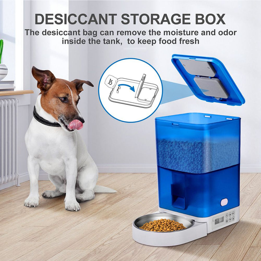 Smart Pet Feeder with WiFi and Button Control, 4L Automatic Cat and Dog Food Dispenser with Removable Stainless Steel Bowl, Ideal for Busy Owners, Travel, and Home Use (Blue, WIFI Version) - KAZIPAWS