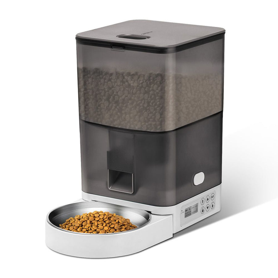 Smart Pet Feeder with WiFi and Button Control, 4L Automatic Cat and Dog Food Dispenser with Removable Stainless Steel Bowl, Ideal for Busy Owners, Travel, and Home Use (Blue, WIFI Version) - KAZIPAWS