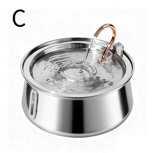 304 Stainless Steel Automatic Pet Water Fountain, 4L Cat Water Dispenser with Transparent Window, Dual Flow Modes, Activated Carbon Filter, Low Noise USB Pump for Indoor Cats and Dogs