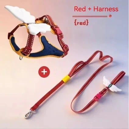 Angel & Devil Wing Dog Harness - Yellow Harness and Leash Set