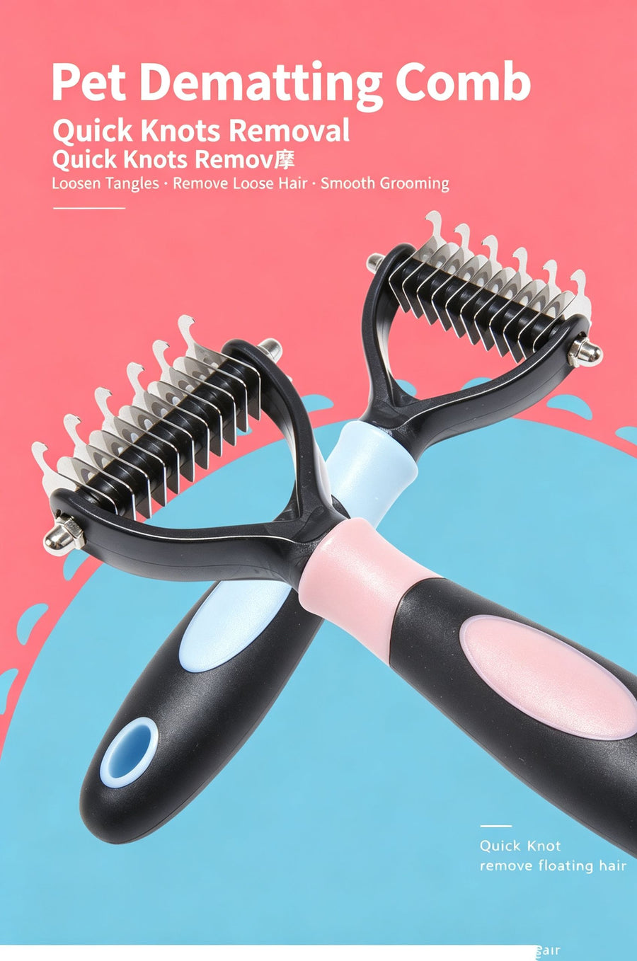 Pet Hair Removal Comb with Knot Brush - KAZIPAWS