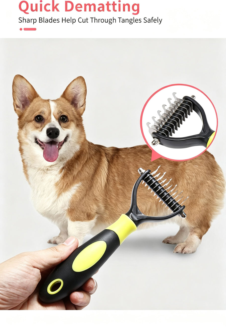 Pet Hair Removal Comb with Knot Brush - KAZIPAWS