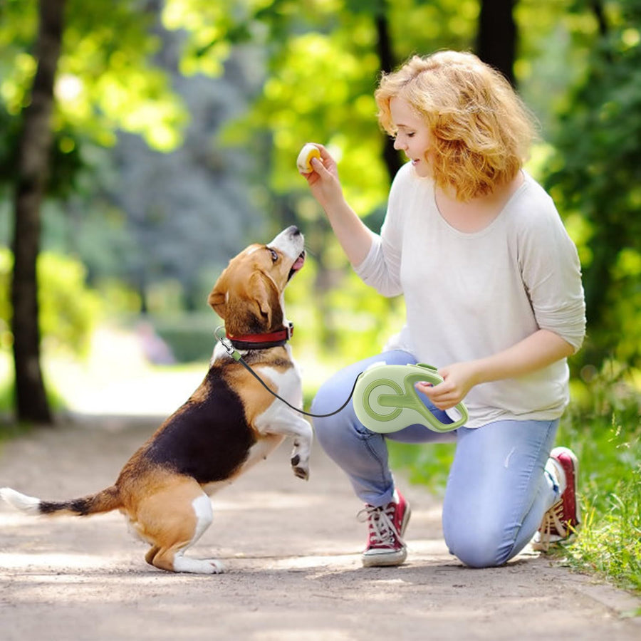 Retractable Dog Leash,16ft FT Dog Walking Leash,360° Tangle-Free Strong Reflective Nylon Tape,One-Handed Brake(Green) - KAZIPAWS