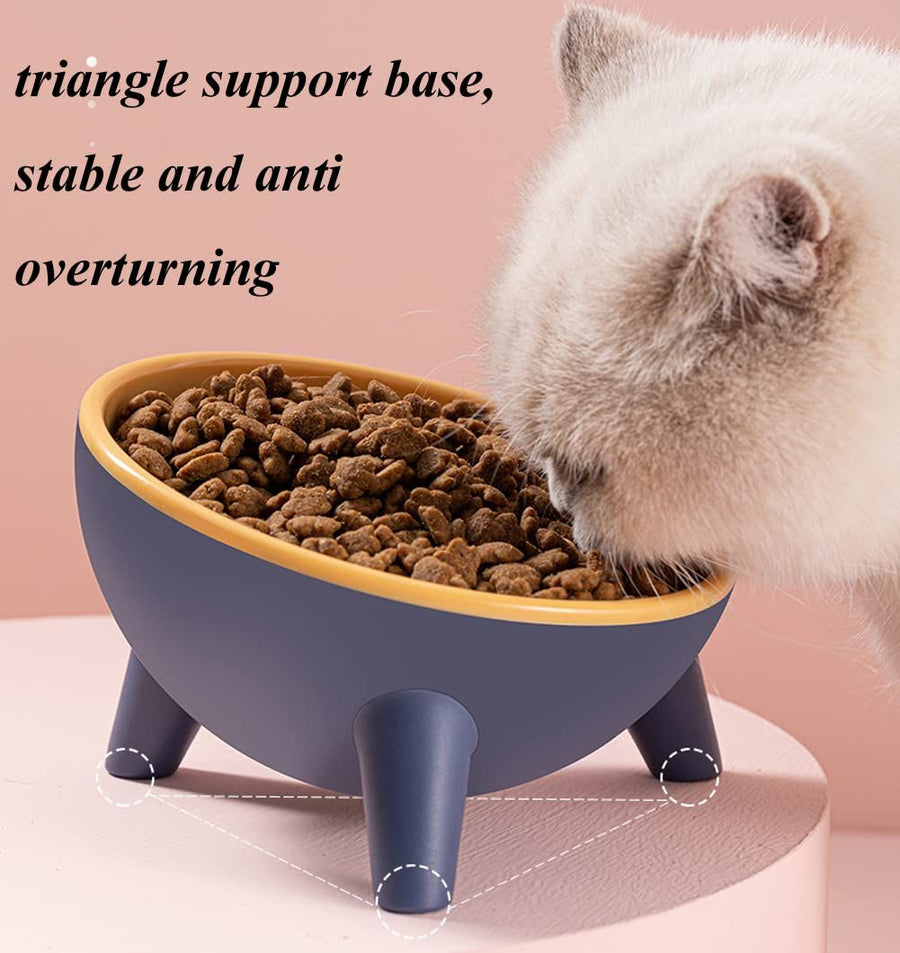Tilted Cat Bowl Slanted Dog Bowl Non-Slip Raised Pet Food Bowl with Triangular Stand for Small Pets Non-Spill Cat Supplier Feeder - KAZIPAWS