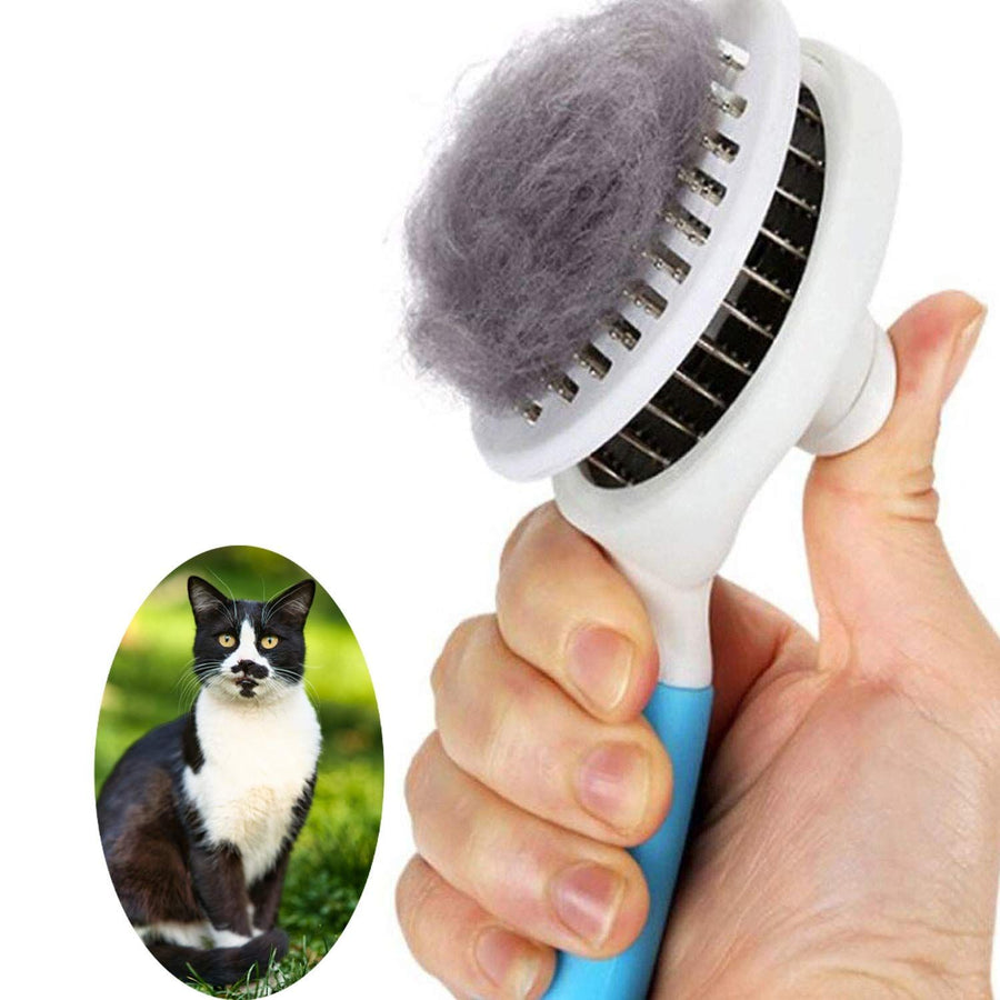 Cat Brush, Self Cleaning Brushes for Shedding and Grooming Removes Loose Undercoat,Mats Hair Grooming Brush for Cat - KAZIPAWS