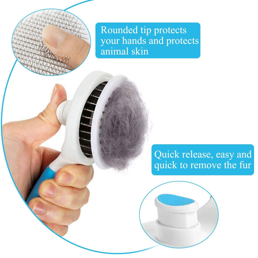 Cat Brush, Self Cleaning Brushes for Shedding and Grooming Removes Loose Undercoat,Mats Hair Grooming Brush for Cat - KAZIPAWS