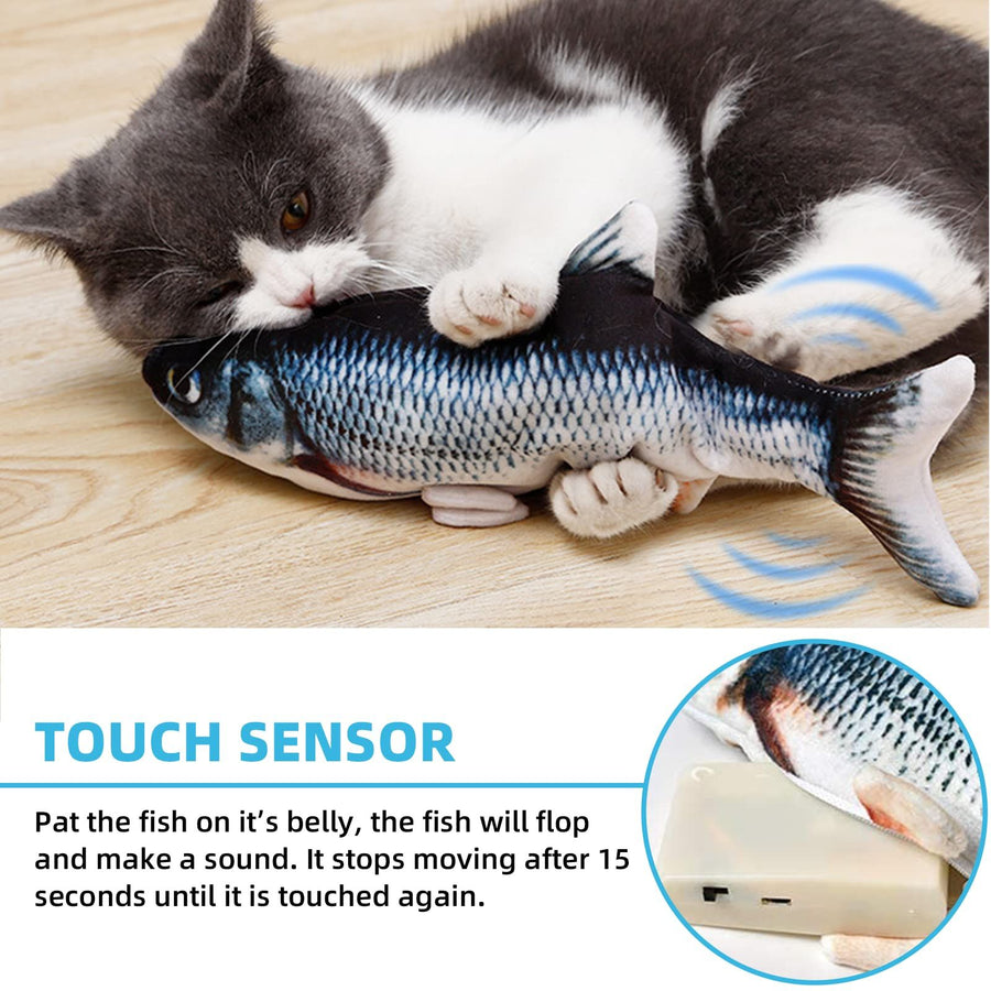 Electric Floppy Fish Dog Toy 11 Realistic Flopping Fish - KAZIPAWS