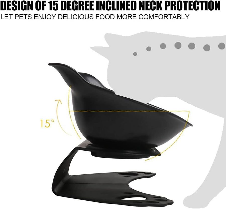 Elevated Cat Bowls,Double Cat Dog Bowls,15°Tilted Raised Cat Bowls,Cat Food Bowls Protective Cat Feeder Bowl for and Small Dogs - KAZIPAWS