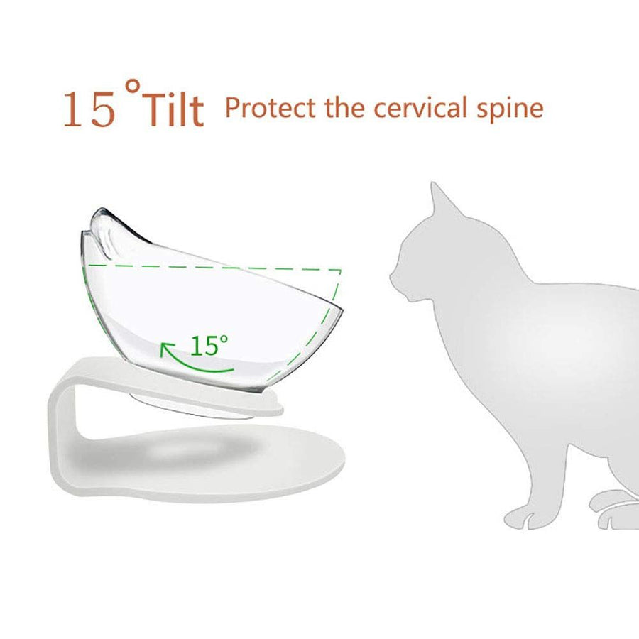 Cat Elevated Bowl with Raised Stand Tilted Neck Guard Stand - KAZIPAWS