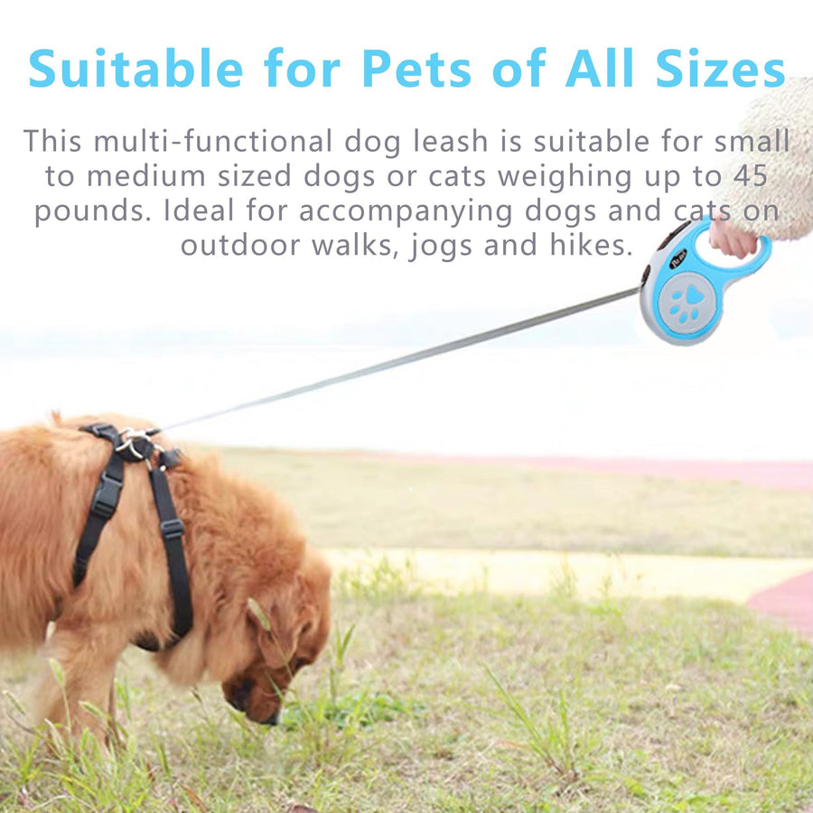 Retractable Dog Leash,Outdoor Dog Walking Leash, One-Hand Brake, Pause, Locking, Anti-Tangle, for Small to Medium Dogs or Cats - KAZIPAWS