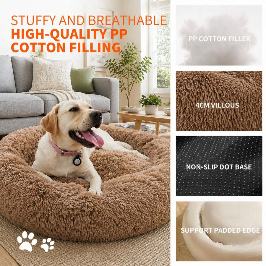 Pet Dog Bed Bedding Warm Plush Round Soft Nest - KAZIPAWS