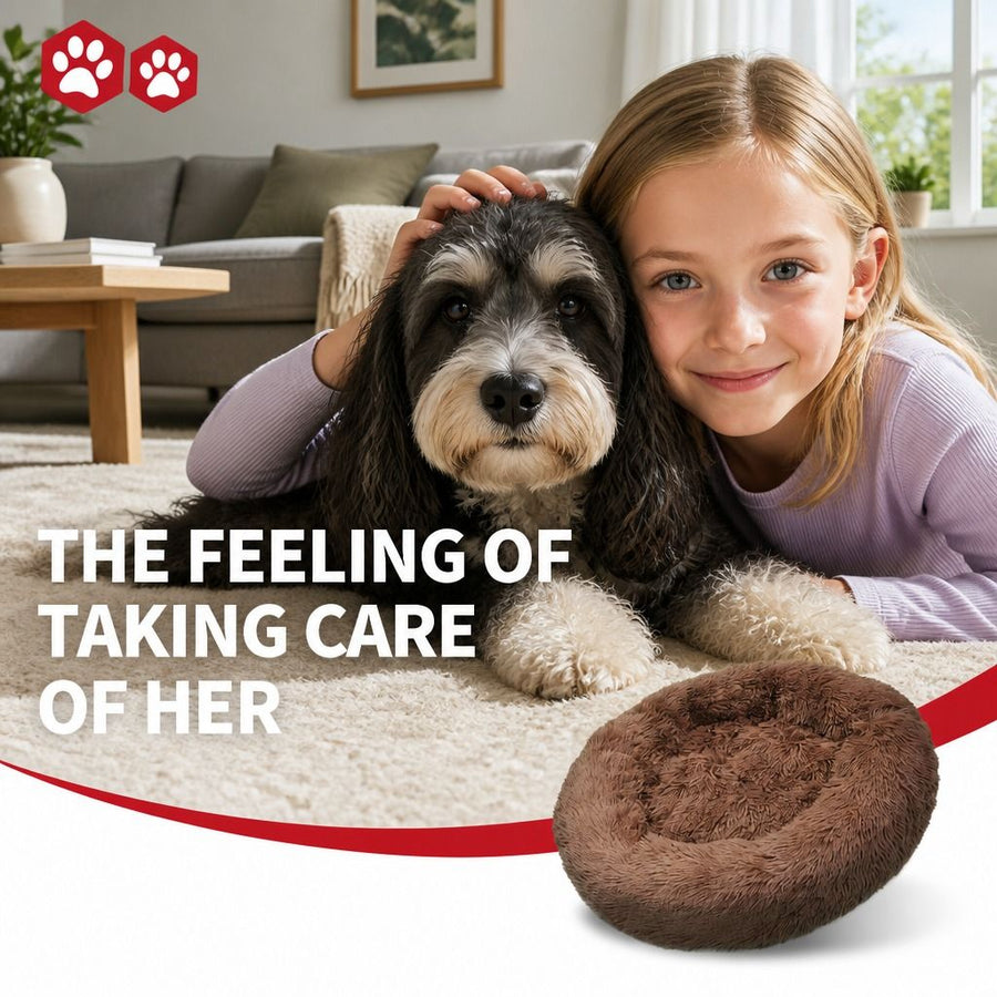 Pet Dog Bed Bedding Warm Plush Round Soft Nest - KAZIPAWS
