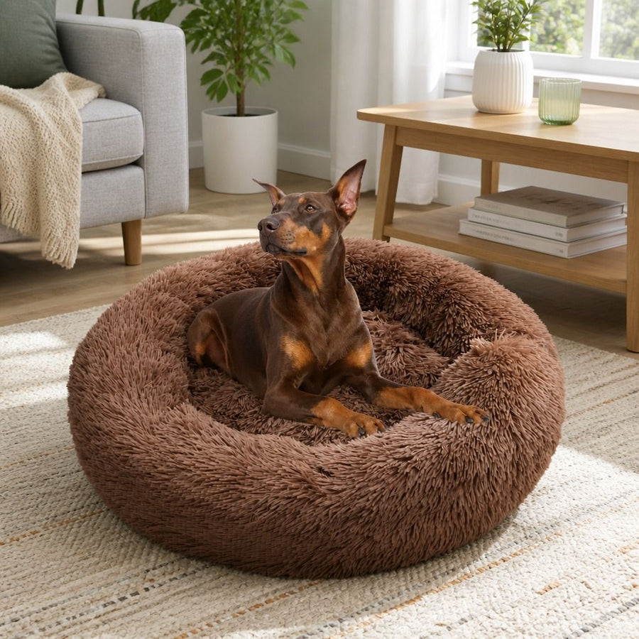 Pet Dog Bed Bedding Warm Plush Round Soft Nest - KAZIPAWS