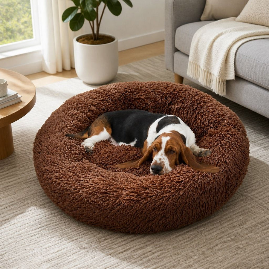 Pet Dog Bed Bedding Warm Plush Round Soft Nest - KAZIPAWS