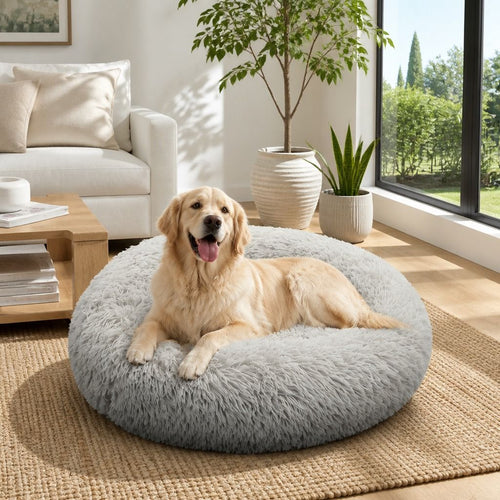 Pet Dog Bed Bedding Warm Plush Round Comfort Nest