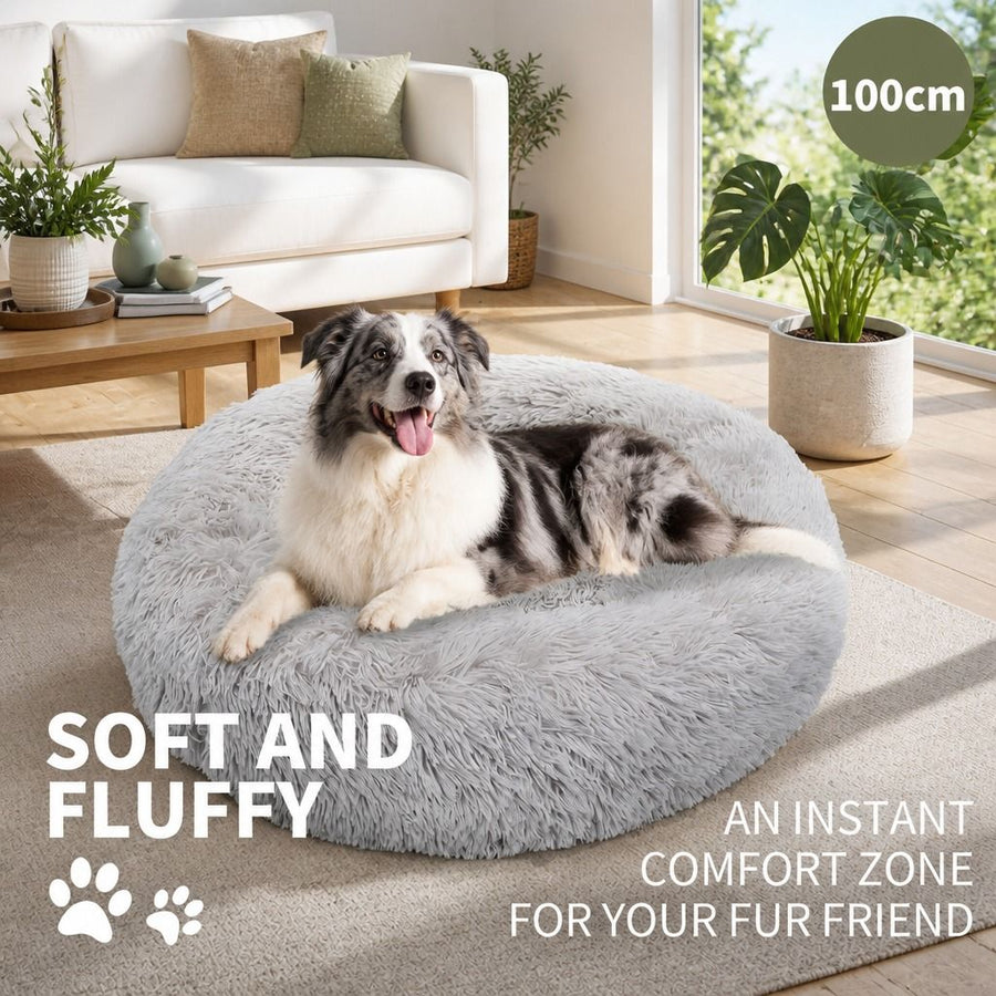 Pet Dog Bed Bedding Warm Plush Round Comfort Nest - KAZIPAWS
