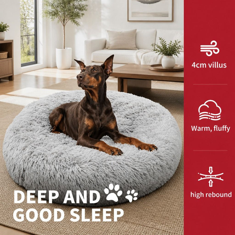 Pet Dog Bed Bedding Warm Plush Round Comfort Nest - KAZIPAWS