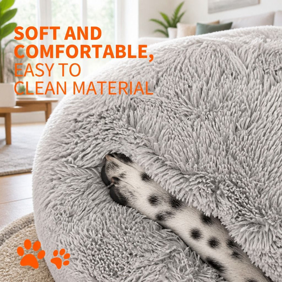 Pet Dog Bed Bedding Warm Plush Round Comfort Nest - KAZIPAWS