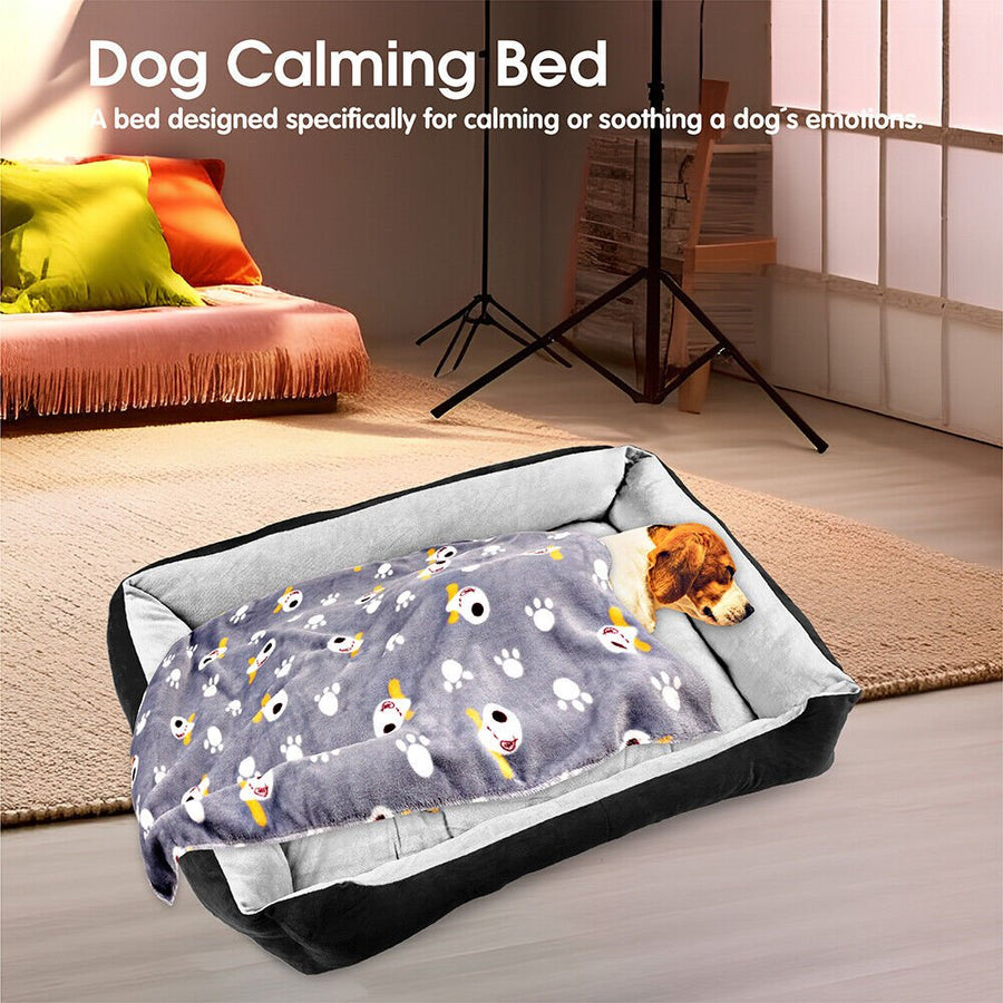 Vaka Navy Dog Bed Cat Calming Floor Mat Sleeping Cave - KAZIPAWS