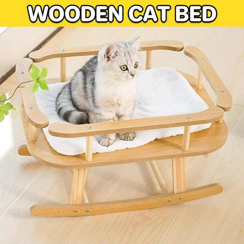 Wooden Cat Bed Simple Rocking Bed Comfortable Elevated