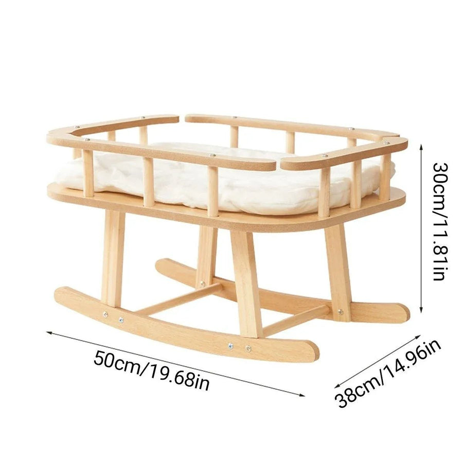 Wooden Cat Bed Simple Rocking Bed Comfortable Elevated - KAZIPAWS