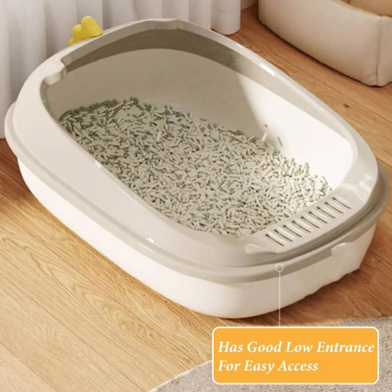 Semi Enclosed Cat Litter Box Large Detachable Washable - KAZIPAWS