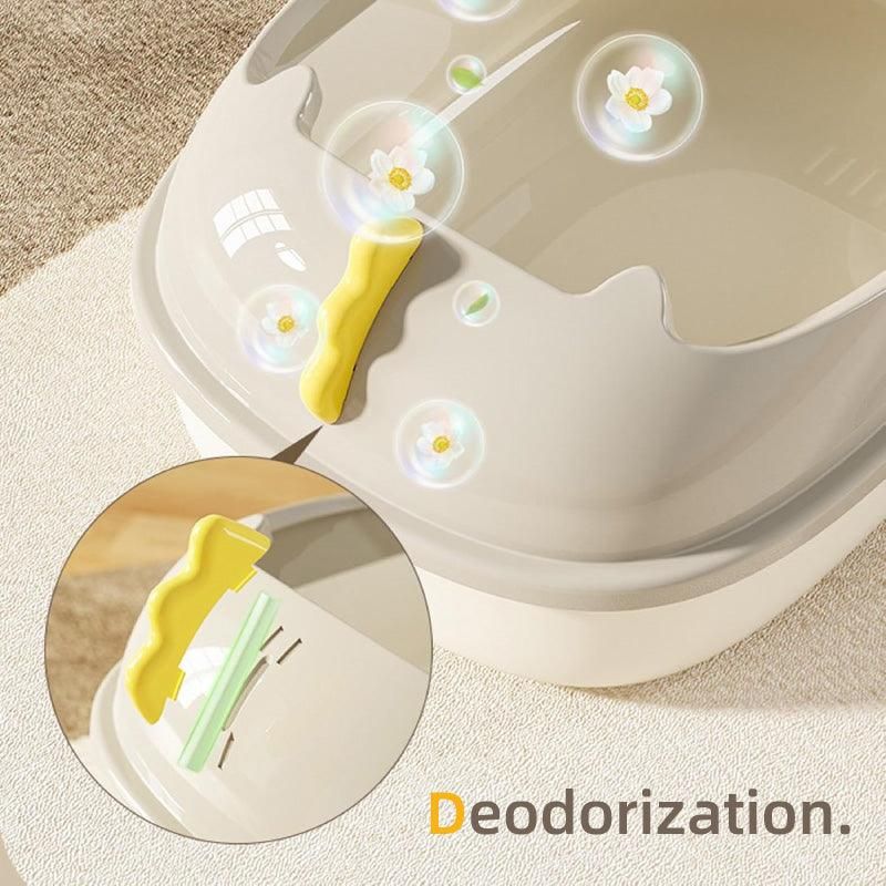 Semi Enclosed Cat Litter Box Large Detachable Washable - KAZIPAWS