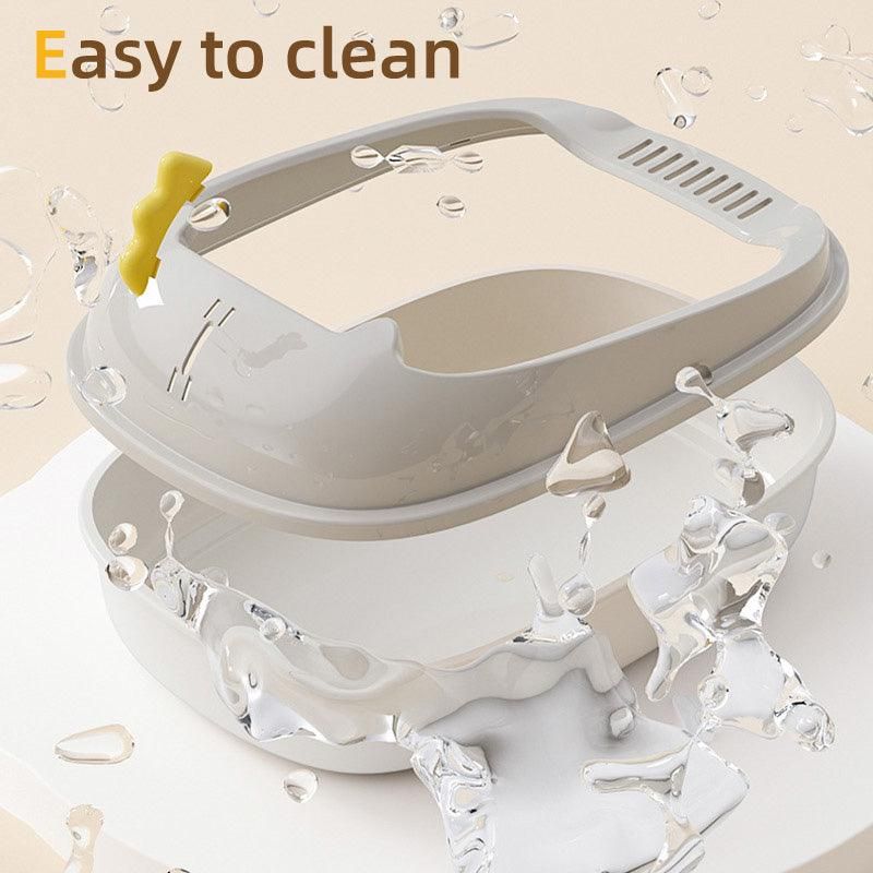 Semi Enclosed Cat Litter Box Large Detachable Washable - KAZIPAWS