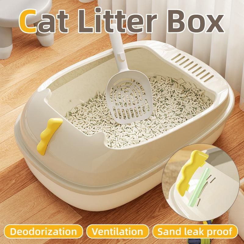 Semi Enclosed Cat Litter Box Large Detachable Washable - KAZIPAWS