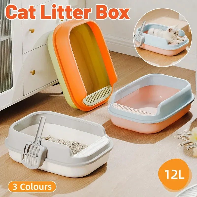 12L Semi Enclosed Large Cat Litter Box with Delivery Shovel - KAZIPAWS