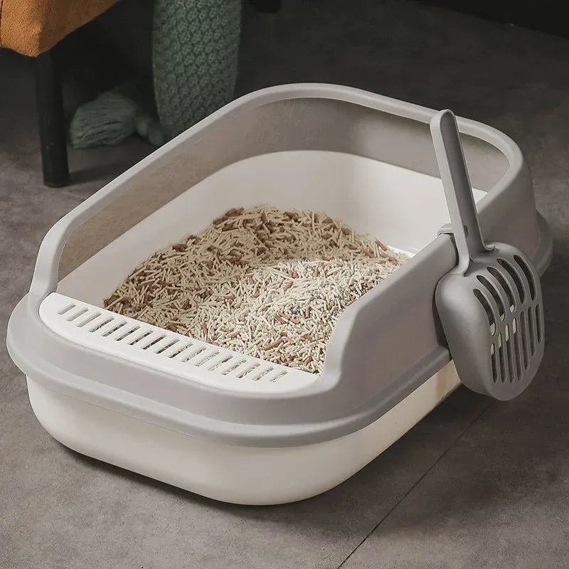 12L Semi Enclosed Large Cat Litter Box with Delivery Shovel - KAZIPAWS
