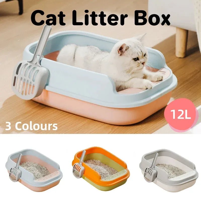 12L Semi Enclosed Large Cat Litter Box with Delivery Shovel - KAZIPAWS