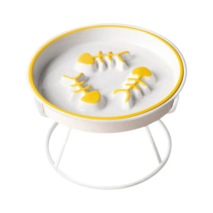 Ceramic Cat Bowl Slow Feeder Food Tray for Cats - KAZIPAWS