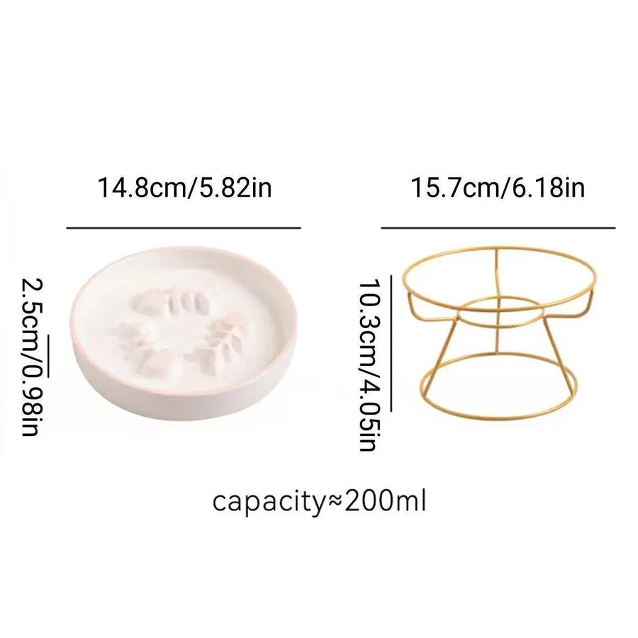 Ceramic Cat Bowl Slow Feeder Food Tray for Cats - KAZIPAWS
