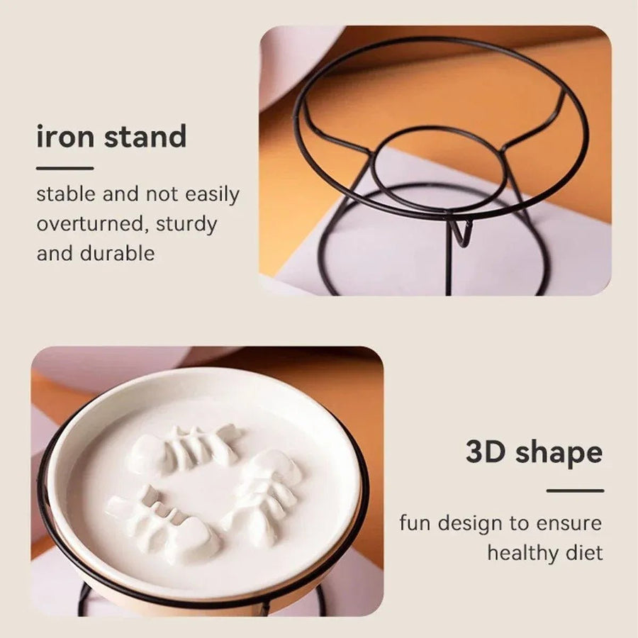 Ceramic Cat Bowl Slow Feeder Food Tray for Cats - KAZIPAWS