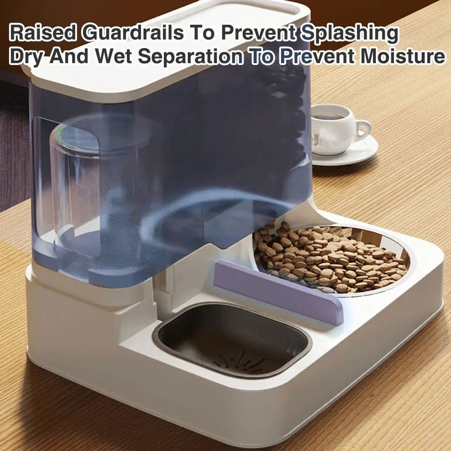 Automatic Cat Feeder Water Dispenser All in One Plastic Bowl - KAZIPAWS