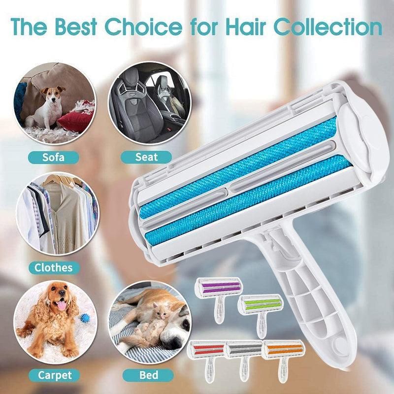 Pet Hair Remover Brush Dog Cat Fur Cleaning Roller Reusable Self Cleaning Tool - Green - KAZIPAWS