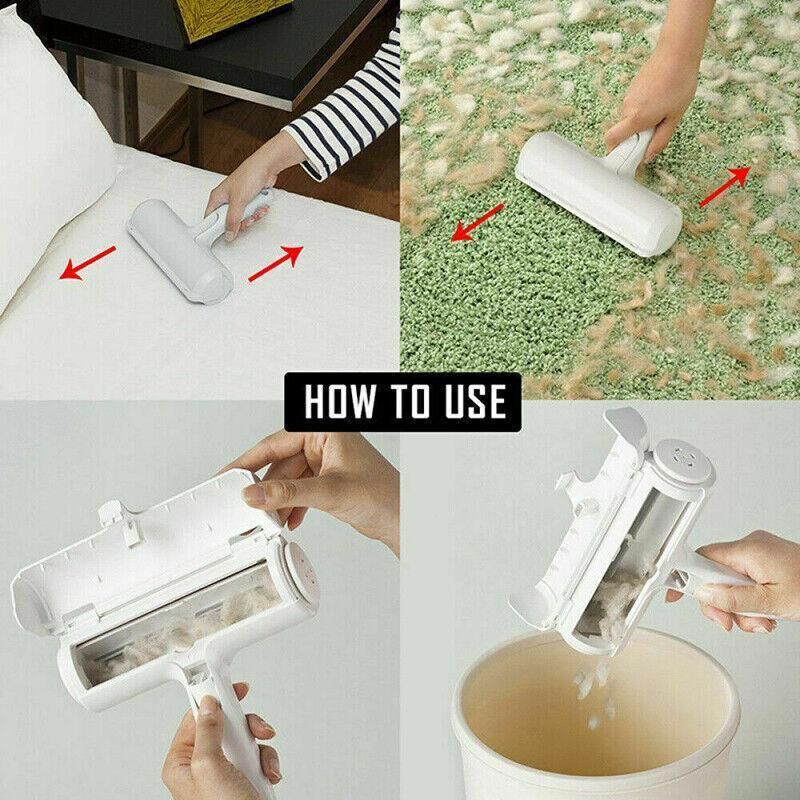 Pet Hair Remover Brush Dog Cat Fur Cleaning Roller Reusable Self Cleaning Tool - Green - KAZIPAWS
