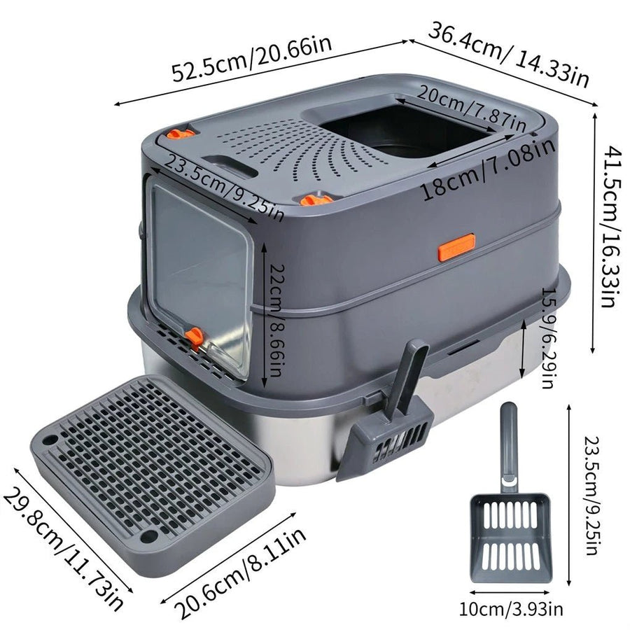 P Jumbo Stainless Steel Cat Litter Box for Multi Cats - KAZIPAWS