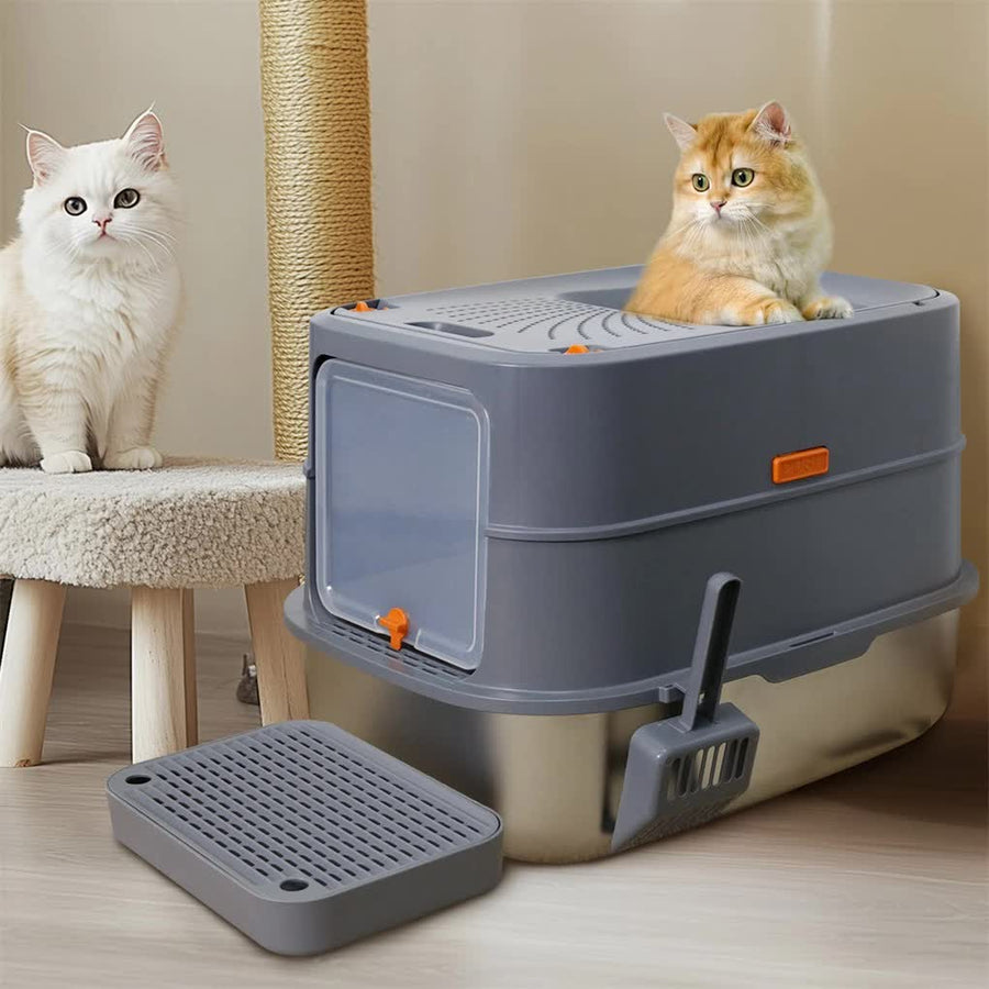 P Jumbo Stainless Steel Cat Litter Box for Multi Cats - KAZIPAWS